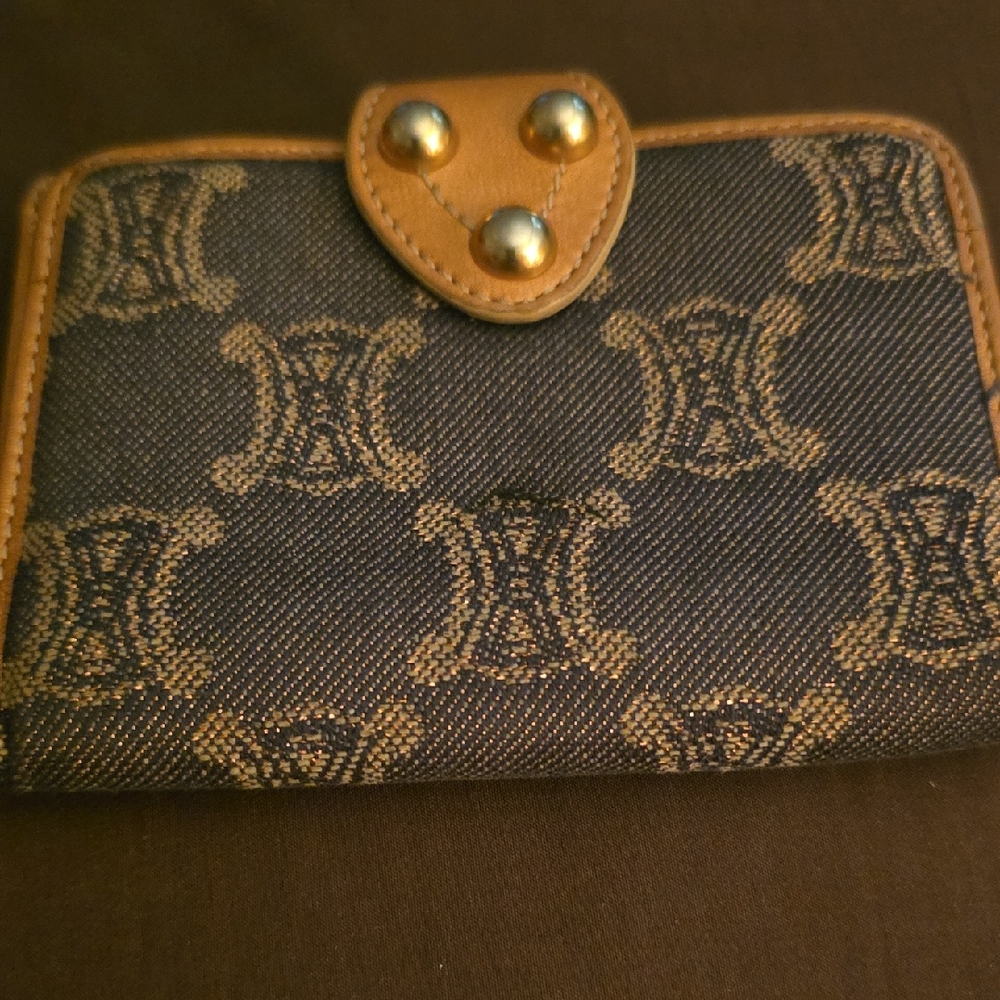 Celine Patterned Wallet with Gold Accents
